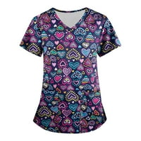 Tking modni ženski piling plus veličina kratka rukava v printani vrhovi s vratom labave radne ujednačene košulje