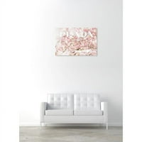 Punway Avenue Fashion i Glam Wall Art Canvas Otisci Milan Sakura Cestovni znakovi - ružičasta, bijela
