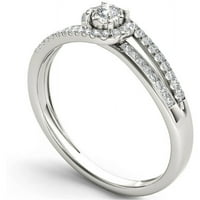 Carat T.W. Dijamantski zaobilazni halo 10KT zaručnički prsten od bijelog zlata
