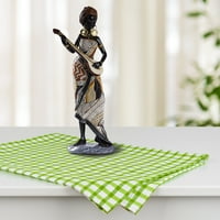 Afrička Crna skulptura od smole, poklon za odmor, skulptura crne djevojke za radnu sobu u uredu