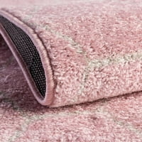 Jedinstveni tkalački stan Geometrijski rešetkasti Frizerski tepih svijetlo ružičaste boje bjelokosti 3'1kvadratna