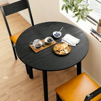 Set okruglih stolova za blagovaonice s jastučnim stolicama za mali prostor, crni i smeđi