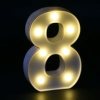 LED svjetla s brojevima i brojevima na baterije za zabavu s noćnim svjetlom bijeli broj 8