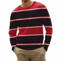 Muški modni vrhovi, Ležerne sportske majice s digitalnim tiskom na pruge, majica s okruglim vratom s dugim rukavima