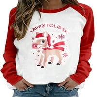 Ženska ružna Božićna majica, smiješni Božićni pulover, vrhovi, majica s dugim rukavima s uzorkom iz crtića