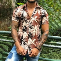 Muška majica s printom palme, ljetna havajska široka košulja na kopčanje, modne košulje kratkih rukava s ovratnikom,