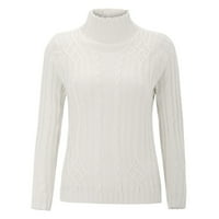 Pulover džemperi za žene Zimske kornjače s dugim rukavima akril plus size modni pulover džemperi bijeli xxl